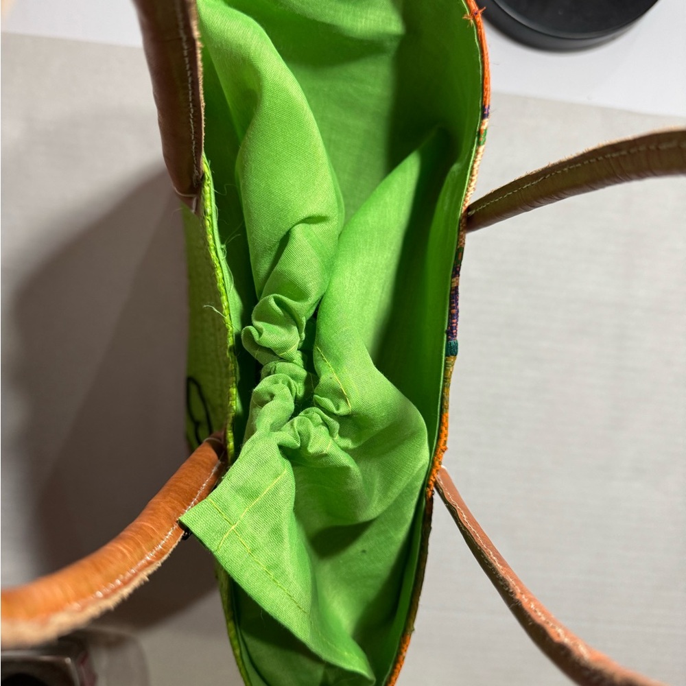 Colorful Patchwork straw tote bag - Picture 4 of 8